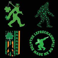 Bigfoot in a Shamrock Hat for St Patrick's Day Bundle vector