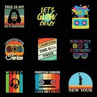 Set of Retro Throwback 80s T-shirt Design with Old Things Quote Artwork vector