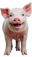 A smiling pig on a white background photo