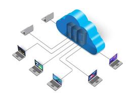 Lan network 3D diagram for technology and business concept. WAN of computer networking vector
