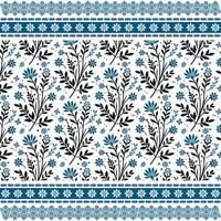 beautiful blue floral seamless pattern with an artistic border for textile and vintage design vector