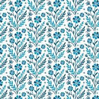 blue floral pattern with baroque and antique inspired elements for textile and background vector
