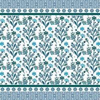 elegant blue floral seamless pattern with a classic border for decorative textile and invitations vector