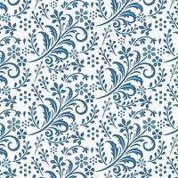 blue floral pattern with vintage inspired intricate elements for fabric and print vector