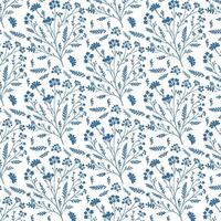 seamless blue floral pattern with decorative elements for fabric and wrapping paper vector