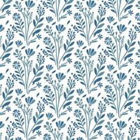 seamless blue floral pattern with vintage style borders for fabric and print design vector