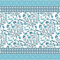 stylish blue floral seamless pattern with a sophisticated border for fashion and wrapping design vector