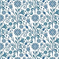 intricate blue floral pattern with decorative wrapping elements for background and art vector