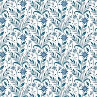 seamless blue floral pattern with elegant retro elements for textile and wallpaper vector