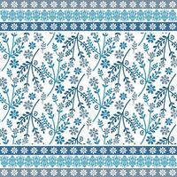 beautiful blue damask floral seamless pattern with artistic border for print and textile projects vector