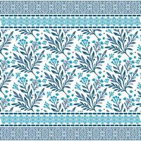 traditional blue floral seamless pattern with arabesque border for fabric and background projects vector