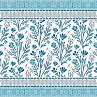 elegant blue floral seamless pattern with detailed border for decorative textile and backgrounds vector