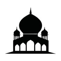 A striking, black silhouette of a mosque, perfect for representing Islamic architecture or religious themes. vector