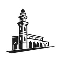 Simple Silhouette of an Islamic Mosque A bold, black silhouette of a mosque, ideal for representing Islamic architecture, spirituality, or cultural themes. vector