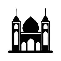 Simple Silhouette of a Mosque A bold, black silhouette of a mosque, perfect for representing Islamic culture, architecture, or religious themes. vector