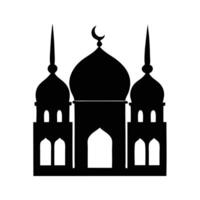 A simple, bold silhouette of a mosque, ideal for representing Islamic architecture or religious themes. vector