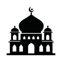 A striking, minimalist silhouette of a mosque, perfect for representing Islamic culture and architecture. vector