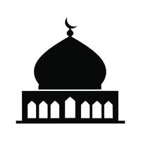 A classic, stylized silhouette of a mosque, featuring a minaret and dome. vector