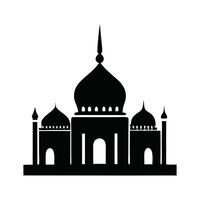 symmetrical silhouette of a mosque, showcasing its architectural details like domes and arches. vector