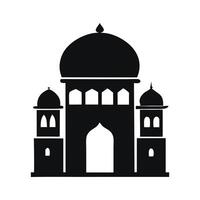This striking silhouette showcases a mosque complex, perfect for representing Islamic architecture, spirituality, or cultural themes. vector