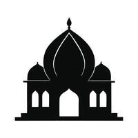 Simple Silhouette of a Majestic Mosque A striking, minimalist silhouette of a mosque, perfect for representing Islamic culture and architecture. vector