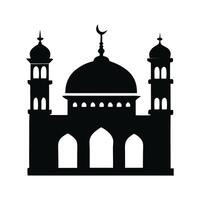 Silhouette of a Majestic Mosque A simple, elegant silhouette of a mosque, perfect for representing Islamic architecture or spirituality. vector