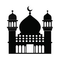 Simple Silhouette of a Majestic Mosque A striking, black silhouette of a mosque, perfect for representing Islamic architecture or religious themes. vector