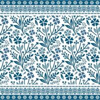 abstract blue floral seamless pattern with classic border design for invitations and backgrounds vector