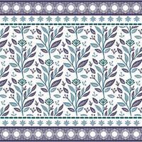 elegant blue floral seamless pattern with delicate border for wrapping and artistic designs vector