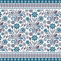 soft blue floral seamless pattern with arabesque border for textiles and artistic designs vector