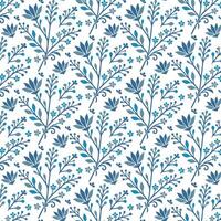 seamless blue floral pattern with circular textile inspired elements for wrapping paper vector