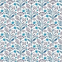 seamless blue floral pattern with artistic retro elements for textile and wallpaper vector