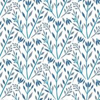 seamless blue circular floral pattern with abstract leaf and flower elements for fabric vector
