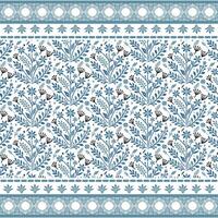 beautiful blue floral seamless pattern with a vintage border for wrapping and fabric printing vector