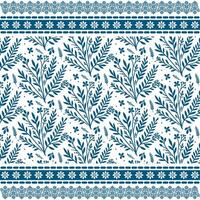 intricate blue floral seamless pattern with decorative border for elegant wrapping and textile vector