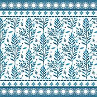 artistic blue floral seamless pattern with intricate border for wrapping and textile printing vector