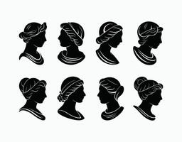 Cameo Silhouette Set Woman Template Illustration vector