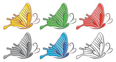 Set of colored butterflies. vector