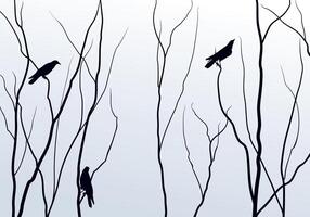 Trees with birds. vector