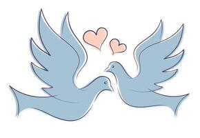 A pigeons with hearts. vector