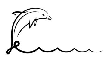 A dolphin in jump with sea wave. vector