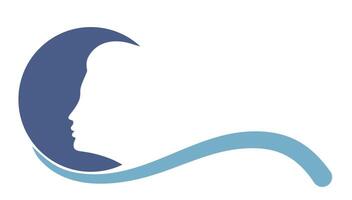 Logo Moon with female face. vector