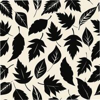Seamless pattern of scattered leaf silhouettes nature graphic design abstract top view textured background vector