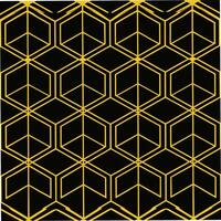 Seamless pattern of geometric hexagons with thin gold lines minimalist design graphic art modern aesthetic vector