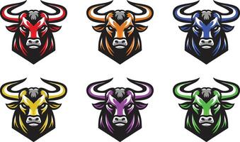 Fierce Bull Emblem with Bold Red and Black for Strong Brand Recognition vector