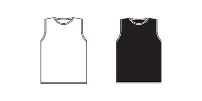 outline silhouette Sleeveless shirt icon set isolated on white background vector