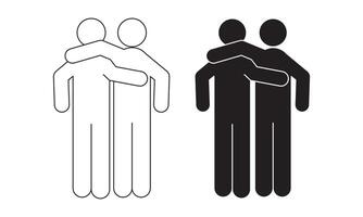 back view side hug Friends Icon set vector