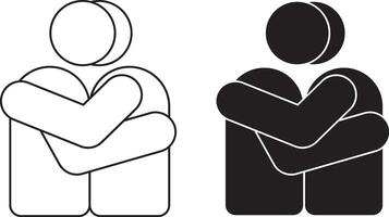 side view people hug icon set vector
