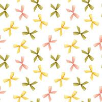 Seamless pattern colorful different bows and ribbons for clothes. Romantic background with repeating pattern for birthday, cute print, textile design vector