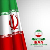 Iran national ribbon flag for Independence day on white background with copyspace area vector